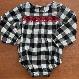 Hanna Andersson cotton flannel buffalo check romper